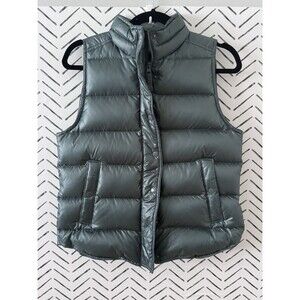 J.Crew Down Nylon Puffer Vest Dark Green Teal Women’s Size Small Outdoors Preppy